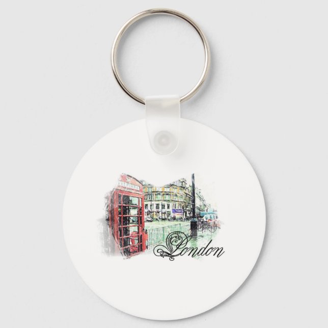 London Colored Sketch Key Ring (Front)