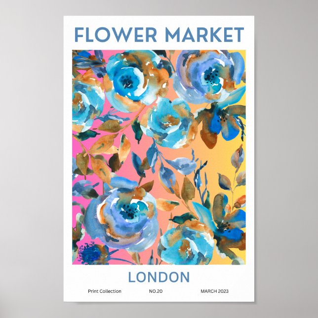 London Colorful Flower Market  Poster (Front)