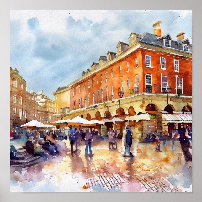 London- Covent Garden Piazza, (A), Watercolor Poster (Front)