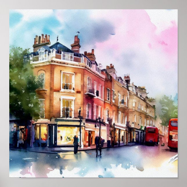 London- Covent Garden Piazza, (C), Watercolor Poster (Front)