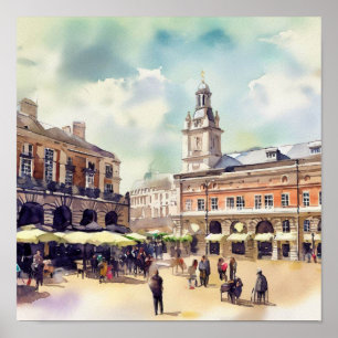 London- Covent Garden Piazza, (D), Watercolor Poster