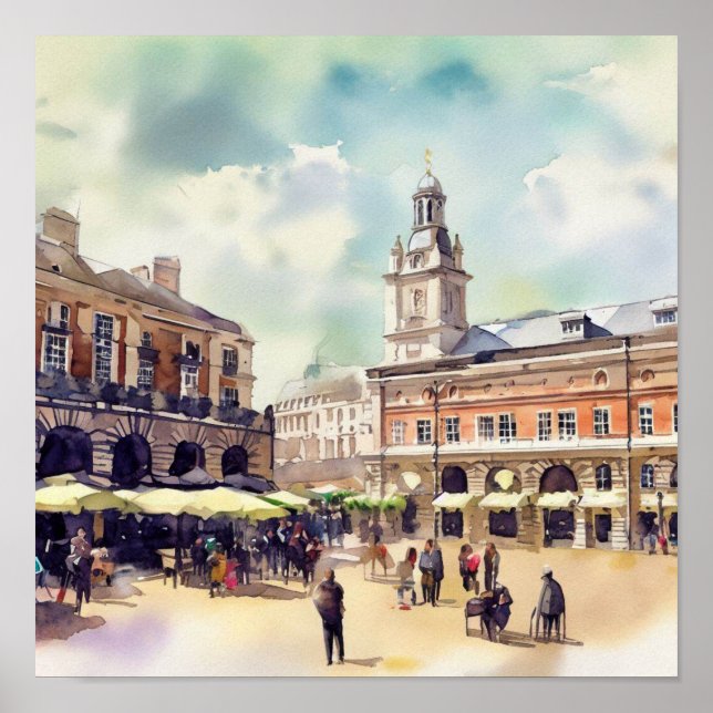 London- Covent Garden Piazza, (D), Watercolor Poster (Front)