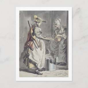 London Cries: A Milkmaid, c.1759 (pen & ink brush, Postcard