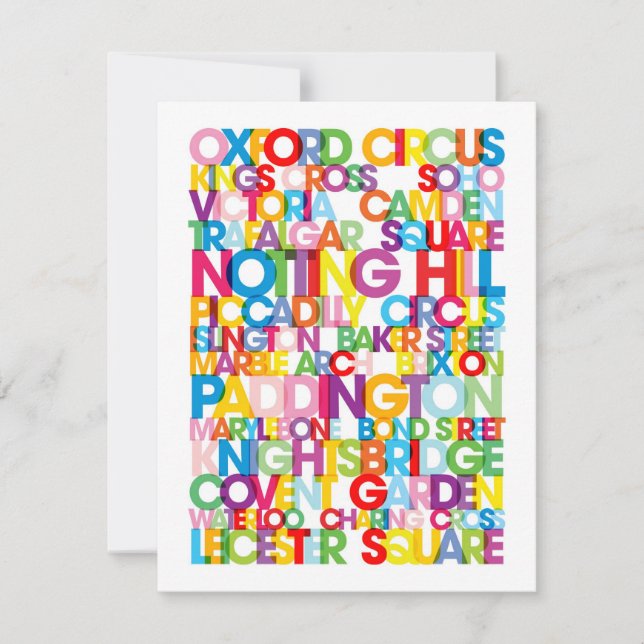 London Destinations Text Map Art Print (Front)