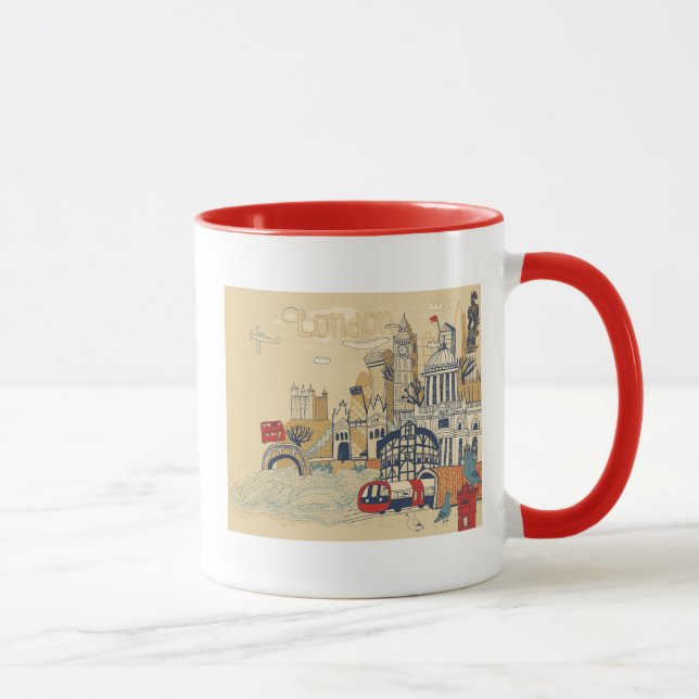 London Doodle Scene Mug (Right)