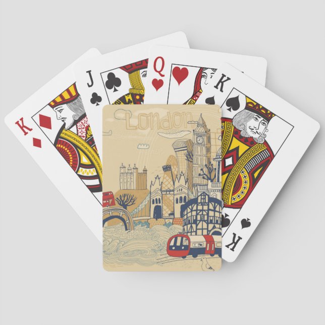 London Doodle Scene Playing Cards (Back)