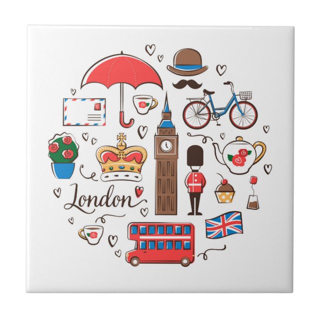 London Doodles Tile (Front)