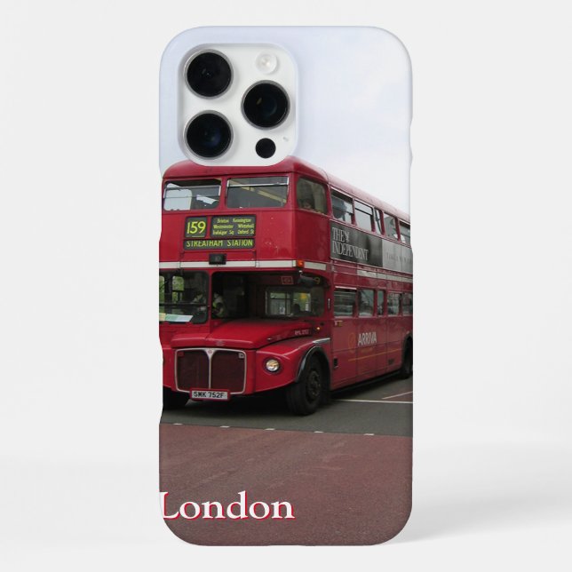 London Double-decker Bus with Name iPhone Case (Back)