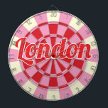 London editable text Vintage Pink And Red Design Dartboard<br><div class="desc">London editable text Vintage Pink And Red Design Dart Board 🎯Add your text or name by selecting the personalisation option. Please let me know if you have additional questions and because Zazzle's customer support handles the customer experience you may reach Zazzle customer support by chat, phone or email as explained...</div>