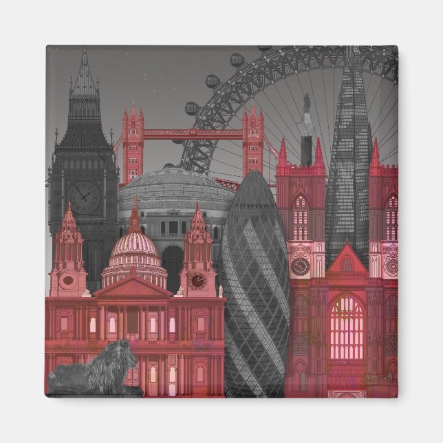 London Elevations by Night - Red Magnet (Front)