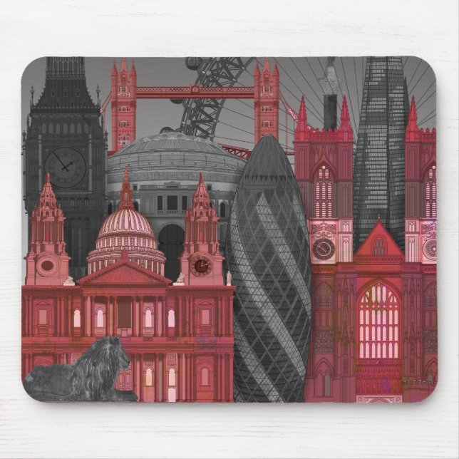 London Elevations by Night - Red Mouse Mat (Front)