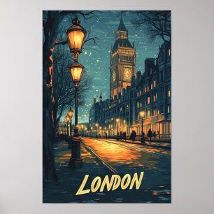 London England Art Vintage Illustration Travel Poster