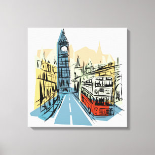 London England artistic city scape wall canvas Print