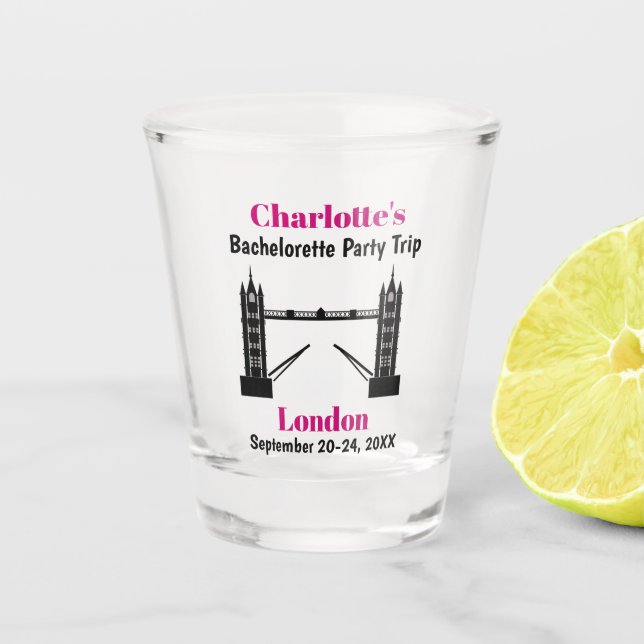 London England Bachelorette Party Favour Shot Glass (Front)