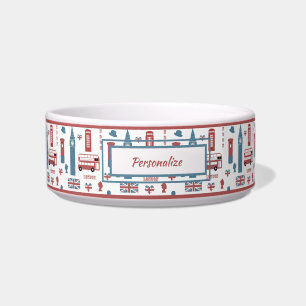 London England Big Ben English Flag Queen Cat Dog Bowl