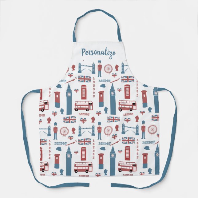 London England Big Ben English Flag Queen's Guard Apron (Front)