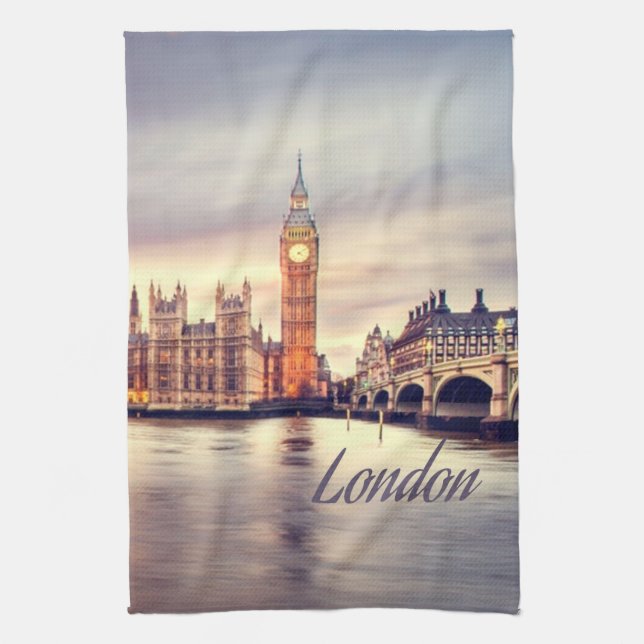 London England Big Ben Tea Towel (Vertical)