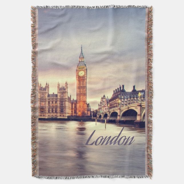 London England Big Ben Throw Blanket (Front Vertical)