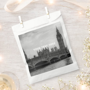 London England Big Ben Vintage Black and white Favour Bags