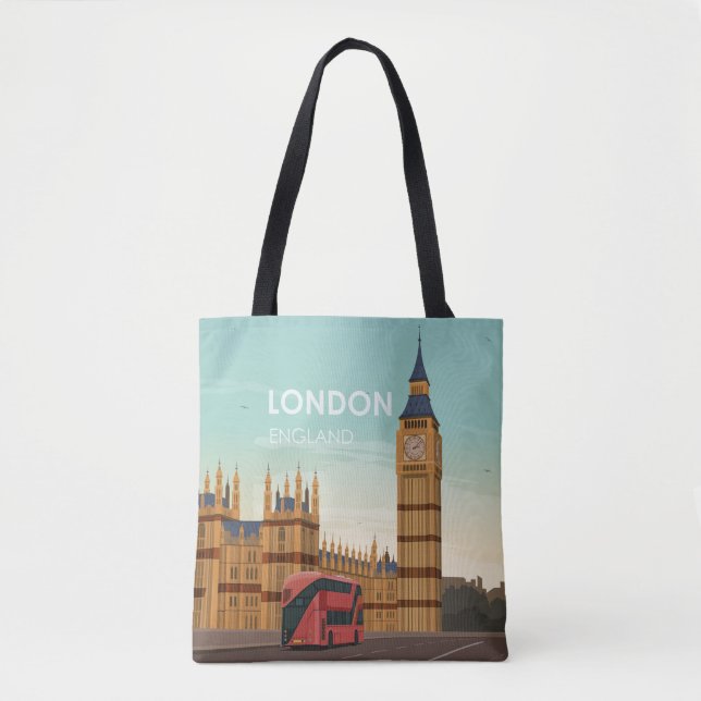 London England Big Ben Vintage Travel Tote Bag (Front)