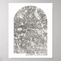 London England Boho Minimal Arch Street Map