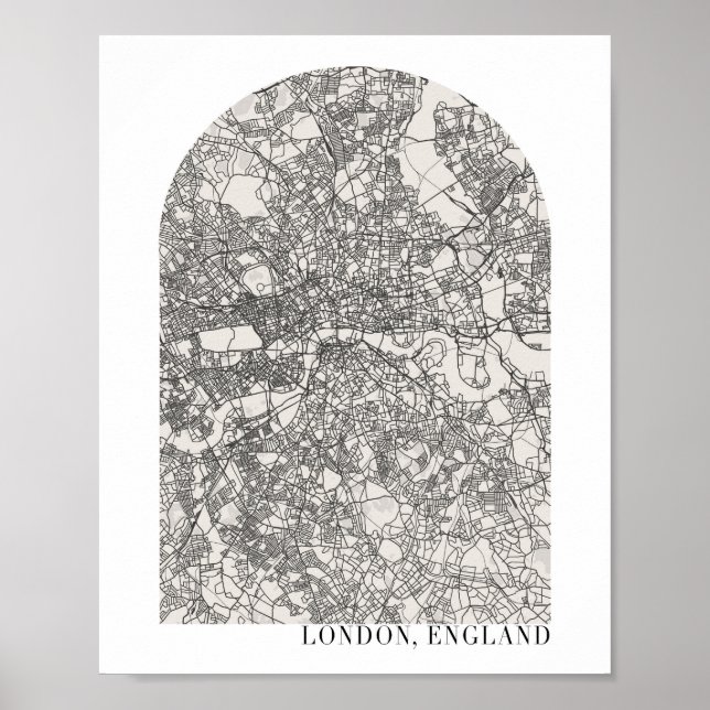London England Boho Minimal Arch Street Map Poster (Front)