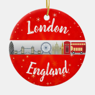 London England British Landmarks Ceramic Tree Decoration