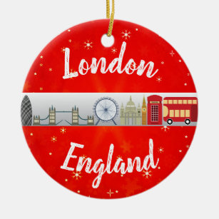 London England British Landmarks Christmas Ceramic Tree Decoration
