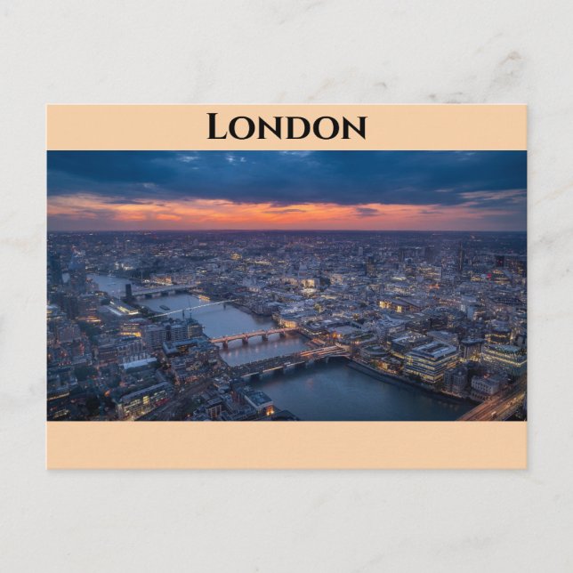London England City Skyline at Sunset Travel Photo Postcard (Front)
