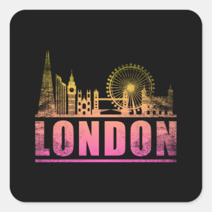 London England City Skyline Cityscape Funny Gift Square Sticker