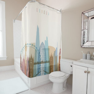 London, England   City Skyline Shower Curtain