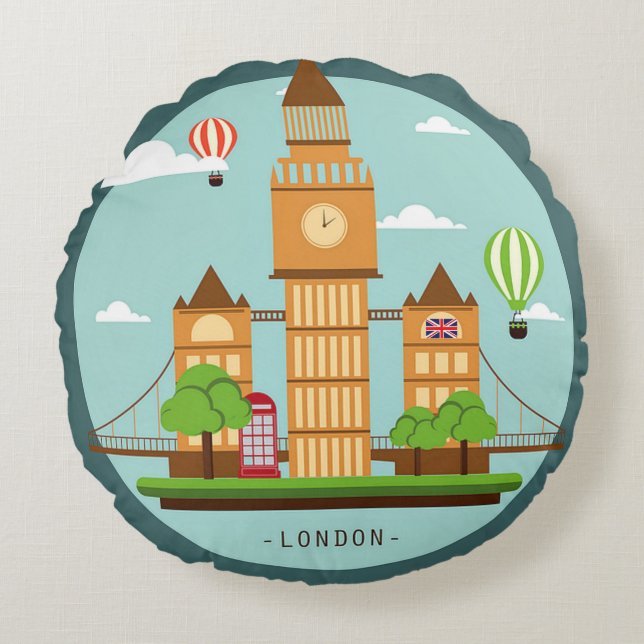 London, England clipart Round Cushion (Front)