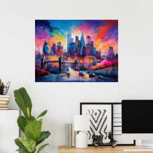 London England Colourful Abstract Art  Poster