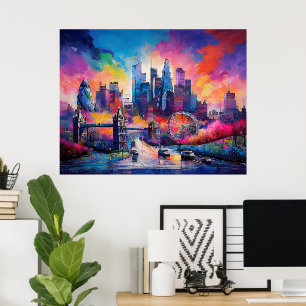 London England Colourful Abstract Art Poster