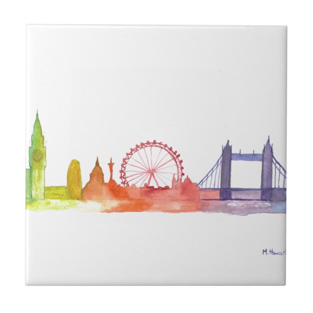 London England colourful rainbow modern Tile (Front)