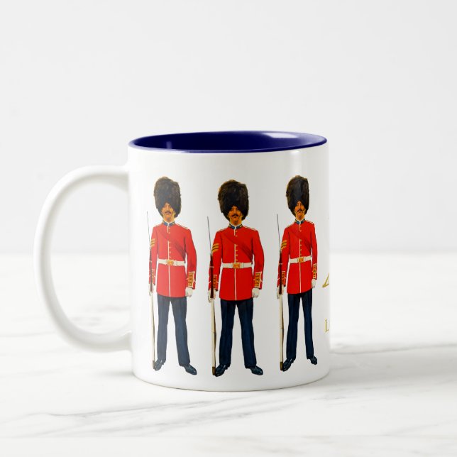 London, England Crown & Yeomen Warders Two-Tone Coffee Mug (Left)