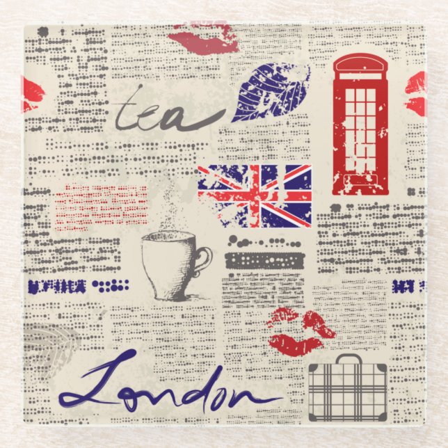 London, England Glass Coaster (Front)