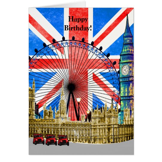 London England Happy Birthday Card