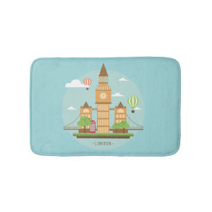 London England Landmarks Bath Mat Aqua
