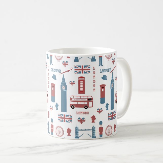 London England Landmarks Big Ben English  Flag Coffee Mug (Front Right)