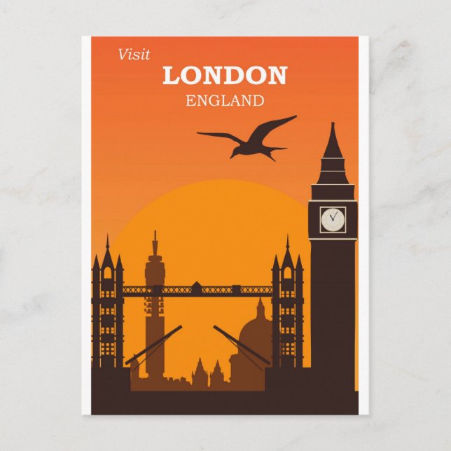 London England Landmarks Vintage Travel Postcard (Front)