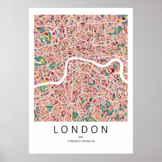 London England Map Poster | Modern City Wall Art