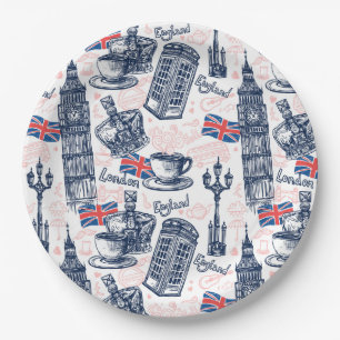 London, England Paper Plate