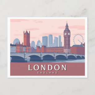 London England Pastel Travel Design Postcard