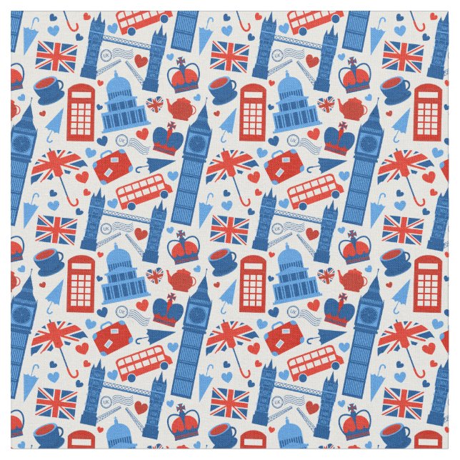 London England Pattern Fabric (Close Up)
