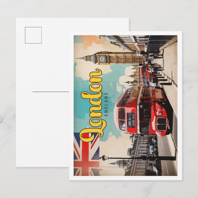 London England Pop Art Travel Illustration Postcard (Front/Back)
