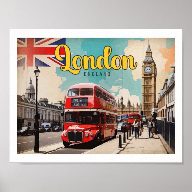 London England Pop Art Travel Illustration Poster (Front)
