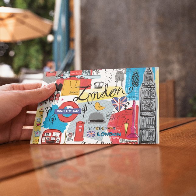 London, England Postcard (Person holding postcard)