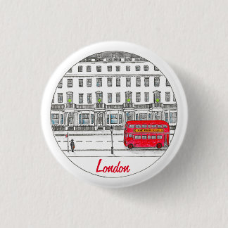 London England Red Bus Travel Illustration 3 Cm Round Badge