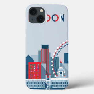 London, England Red, White and Blue Skyline iPhone 13 Case